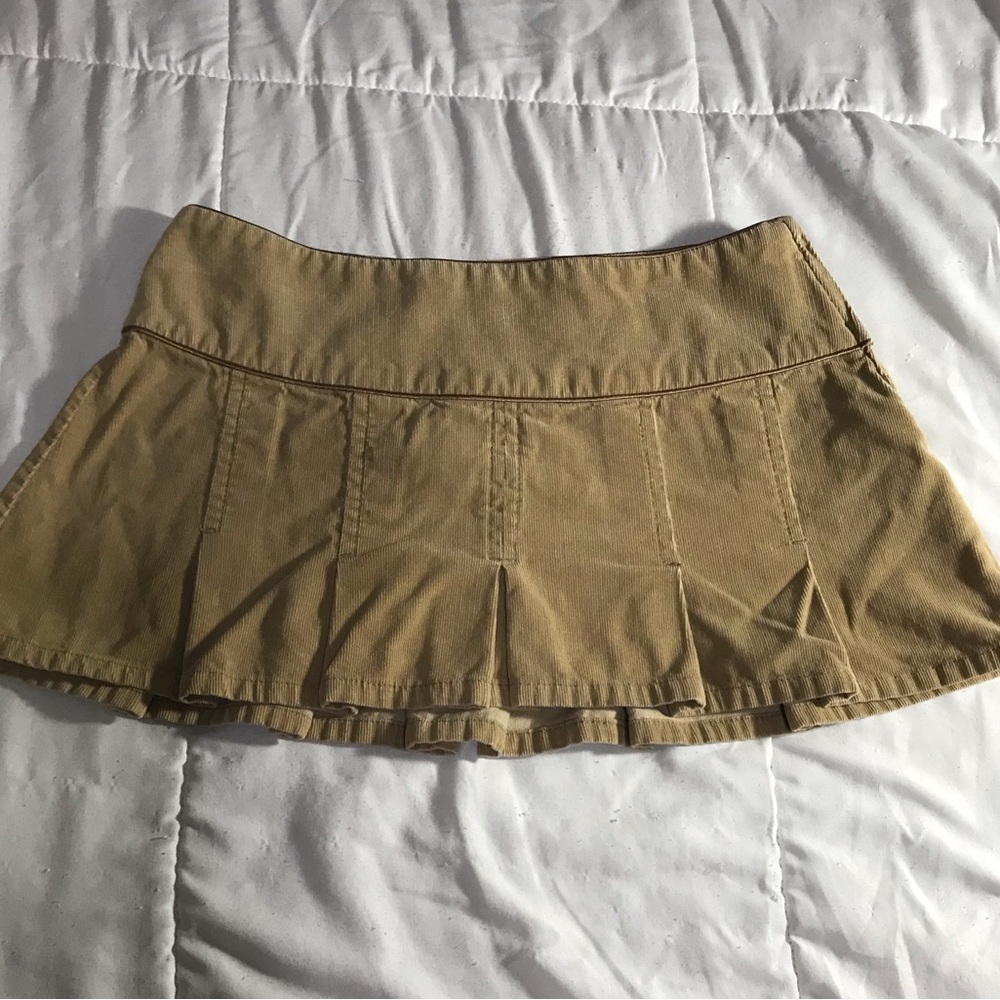 Vintage Lilu tan corduroy mini skirt.